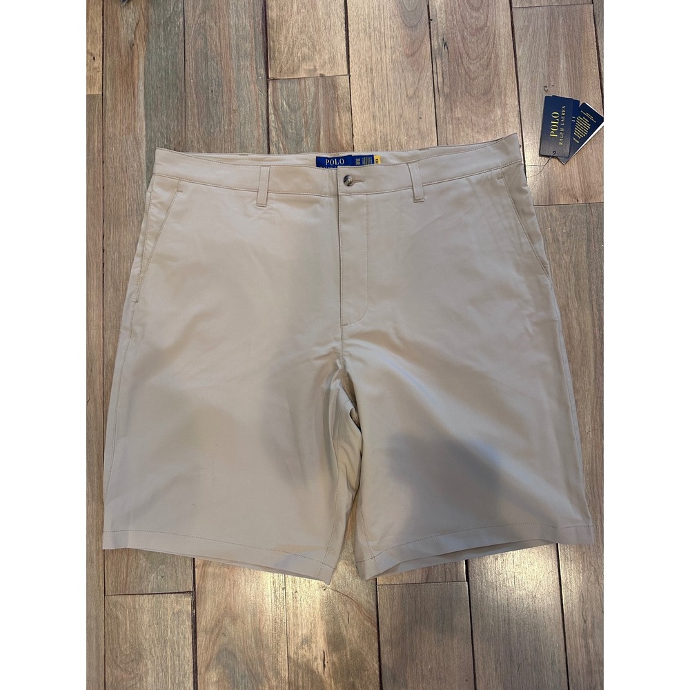 Polo Ralph Lauren Mens Performance Golf Shorts Khaki Tan Stretch 38T 10" inseam